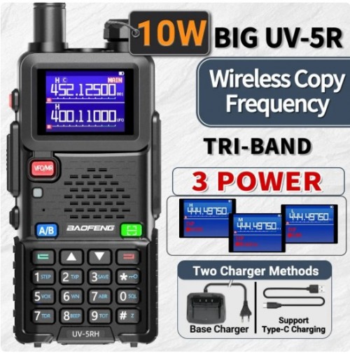 BAOFENG UV-5RH  RTX PORTATILE BIBANDA VHF UHF 10 WATT COLOR DISPLAY