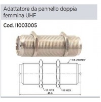 CONNETTORE ADATTATORE DA PANNELLO DOPPIO SO239 CON FERMO A DADI