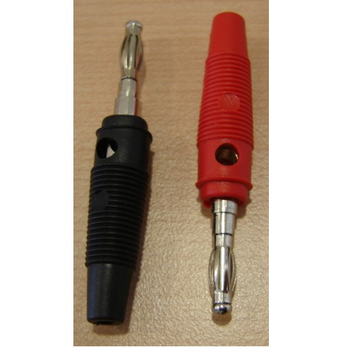 CONNETTORE IN COPPIA ROSSO/NERO PER CAVO ALIMENTAZIONE  12V (BANANA)