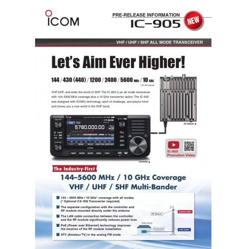 ICOM IC-905 RTX  2m, 70cm, 23cm, 13cm, 6cm, 3cm