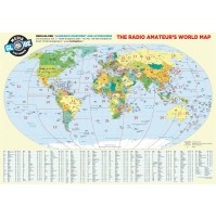 CARTINA RADIOAMATEUR WORLD'S MAP PREFISSI INTERNAZIONALI DIMENSIONI  84*60
