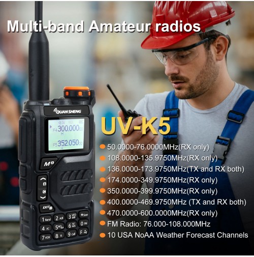 Quansheng UV-K5 RTX PORTATILE VHF UHF RX 50-600 MHZ AIRBAND - GARANZIA ITALIA