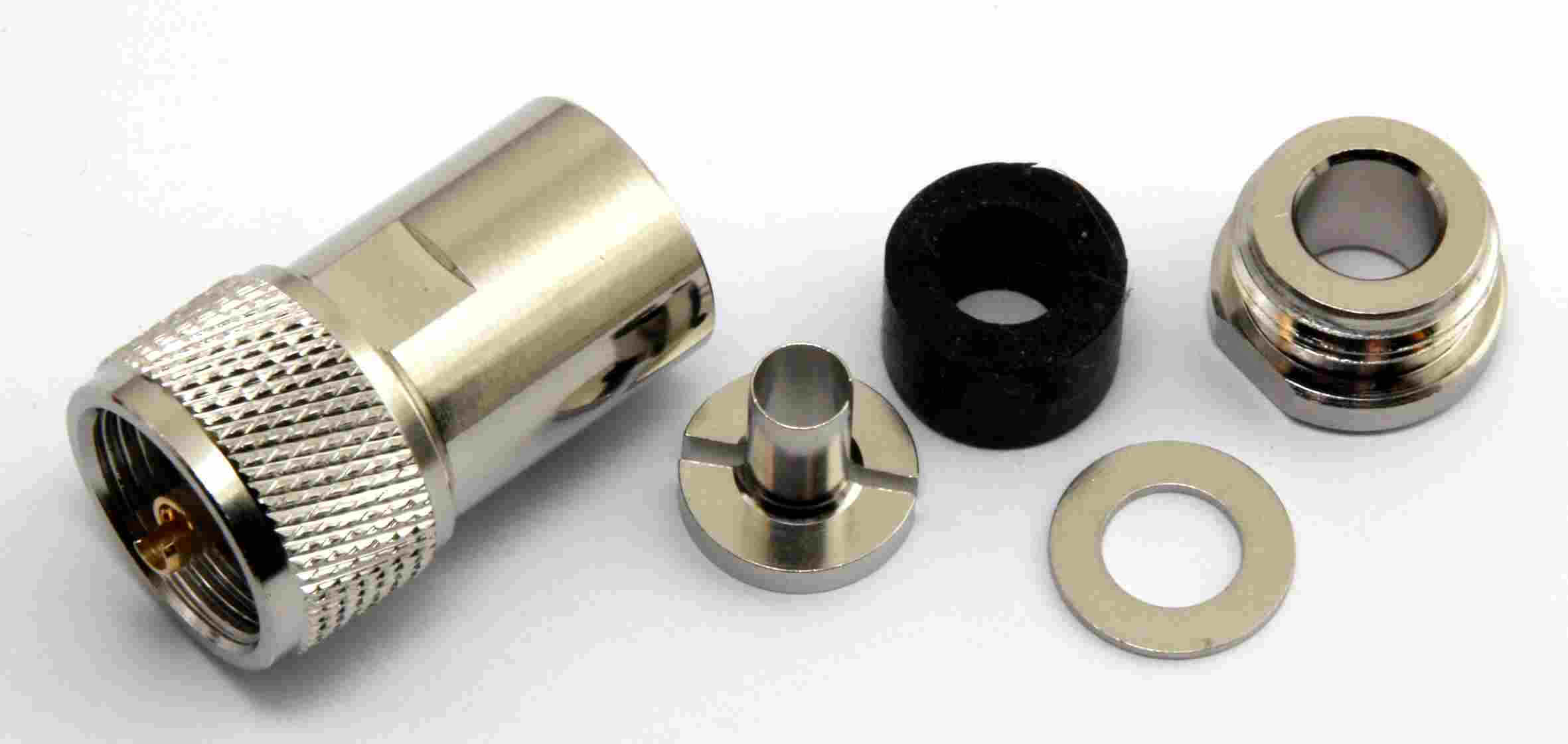 CONNETTORE PL259 PROFESSIONALE A SALDARE PER CAVI 5 mm TIPO RG58 RF214 HF195