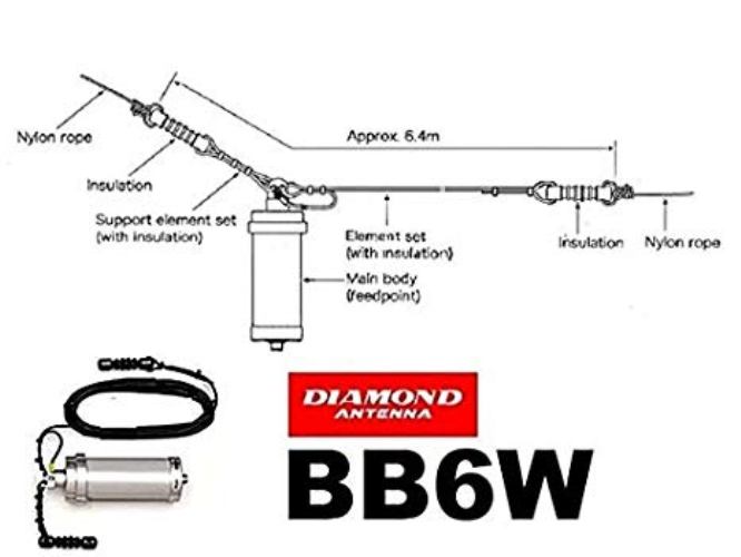DIAMOND BB-6W ANTENNA LONG WIRE 2-30 MHz UNICO BRACCIO DA 6.4 MT
