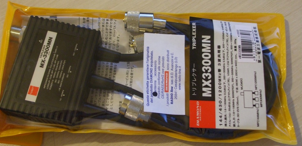 DIAMOND MX-3300MN TRIPLEXER 1.6-160/350-500/850-1300 MHz PL259/PL259/NM