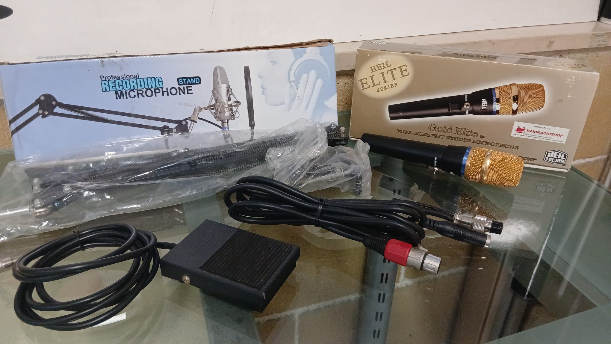 HEIL SOUND GOLD ELITE + CAVO KENWOOD CC-1-K + PEDALE + BRACCIO PROFESSIONAL PER RTX KENWOOD